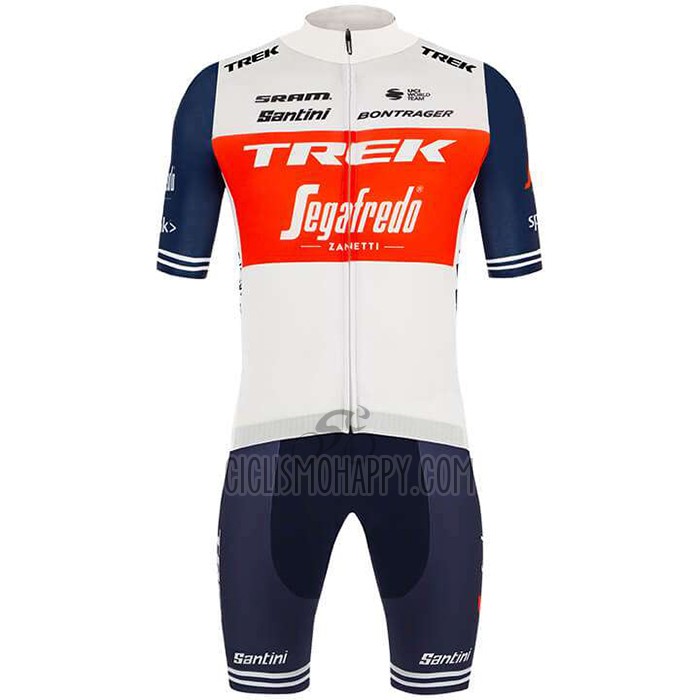 Trek Segafredo Cycling Jersey Bib Short 2020 Short Sleeve White Deep Blue